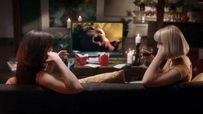 (woman on TV moans)
