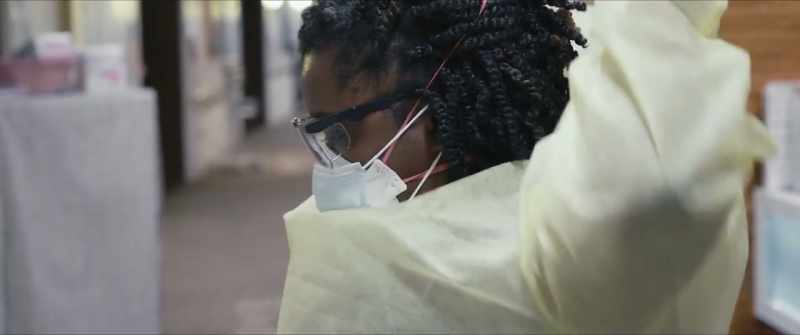 WOMAN (over PA): Code blue to LIJ Tower, sixth floor