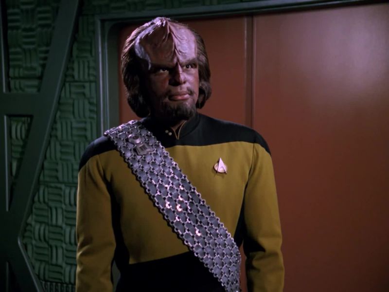 WORF: I'm Lieutenant Worf, head of ship's security