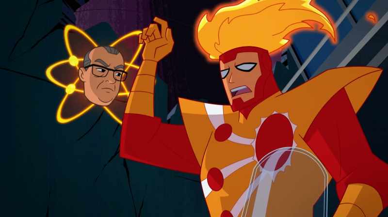 Yeah, that's the spirit, Prof! High... (STAMMERS)