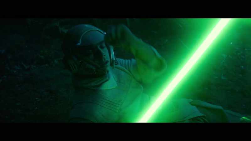 You see the saber fight between Luke and Leia