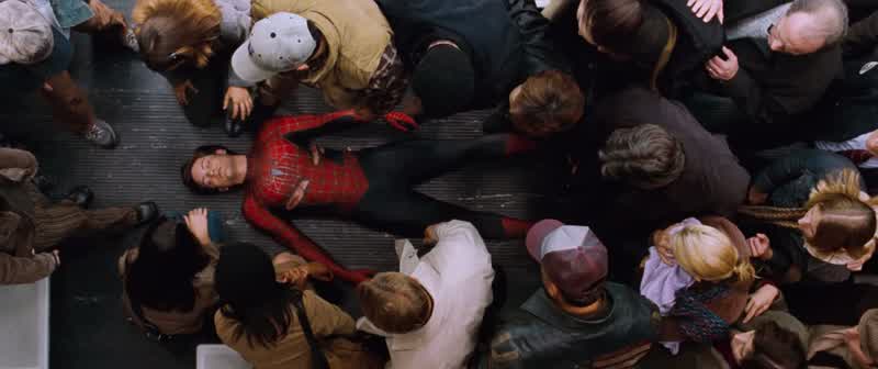 He'sjust a kidNo older than my sonIt's all rightWe found somethingWe won't tell nobodyIt's good to have you back Spider ManHe's mineYou want to get to him you got to go through me