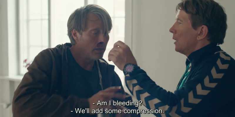 You're bleeding a bit. Yeah, there it is