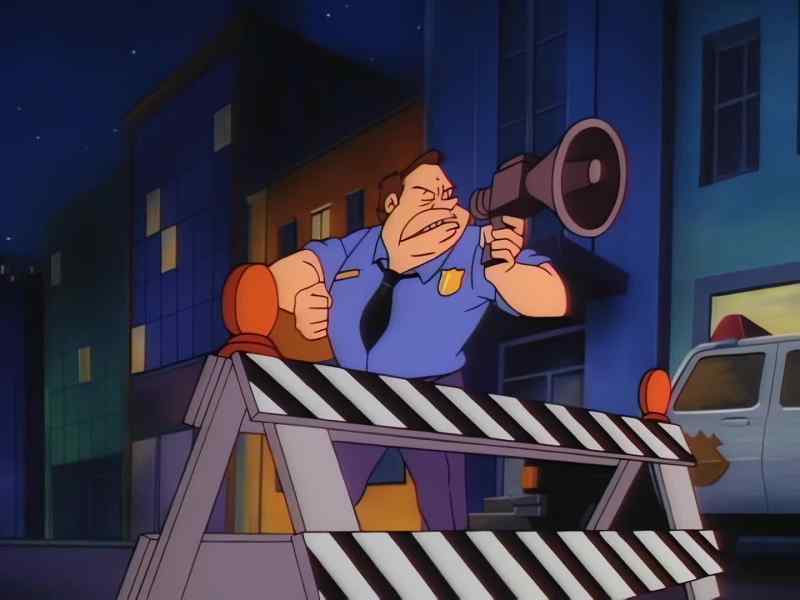 You're under arrest, toon! Put your hands in the air!
